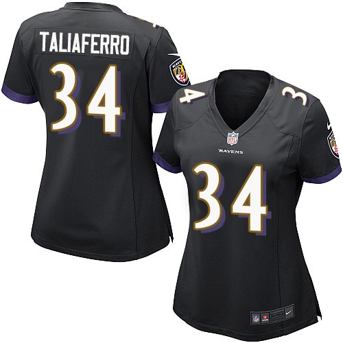 Women's Limited Lorenzo Taliaferro Nike Jersey Black Alternate - #34 NFL Baltimore Ravens